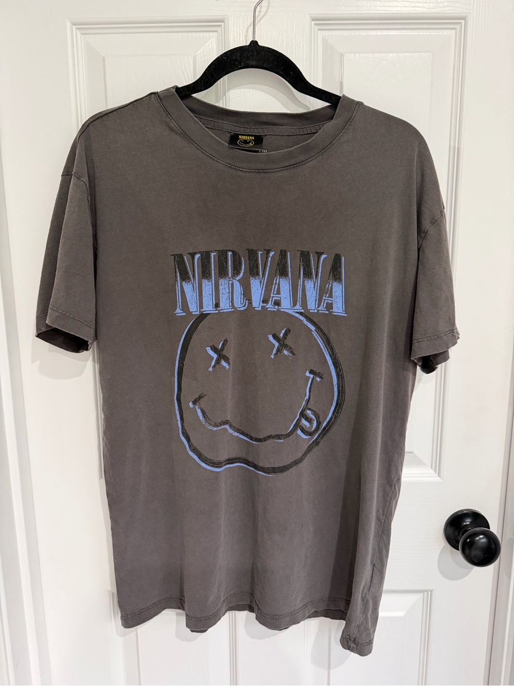 NIRVANA Short-Sleeve Logo Tee - Gray with Blue Print